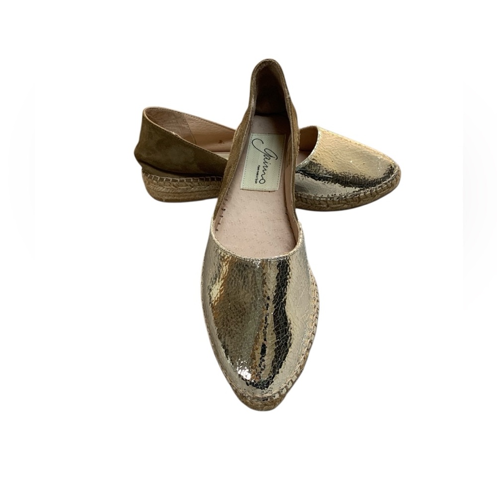 Gaimo Espadrilles Handmade in Spain  Gold and Suede with Textured Finish - Picture 13 of 13